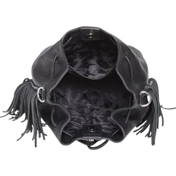 Rebecca Minkoff Black Leather Fringe Shoulder Bag - Picture 3 of 12